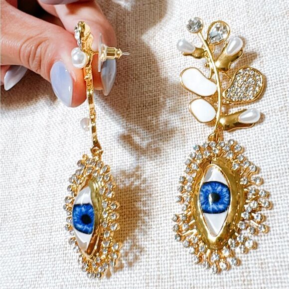 Vintage evil eye earrings N485 - Picture 3 of 4